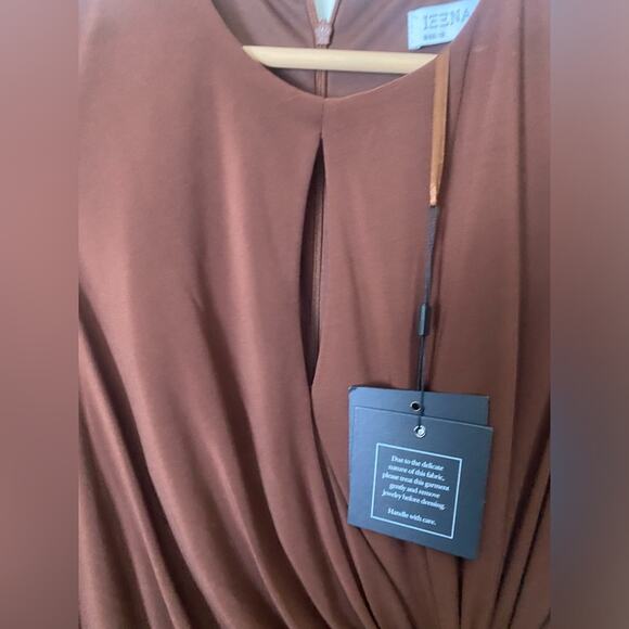Ieena for Mac Duggal Keyhole Draped Gown brown 12 - Picture 7 of 7